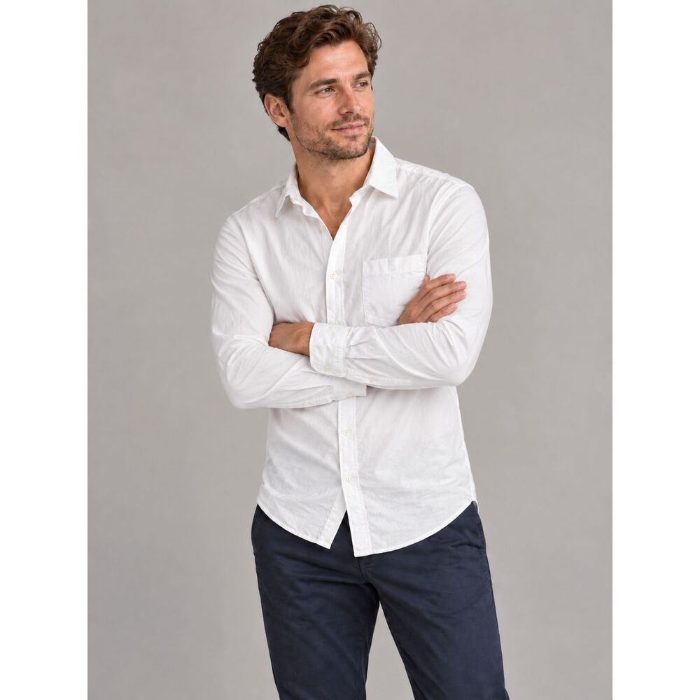 Bonobos Mens M White 100% Cotton Slim Fit Long Sleeve Button Up Shirt Pocket